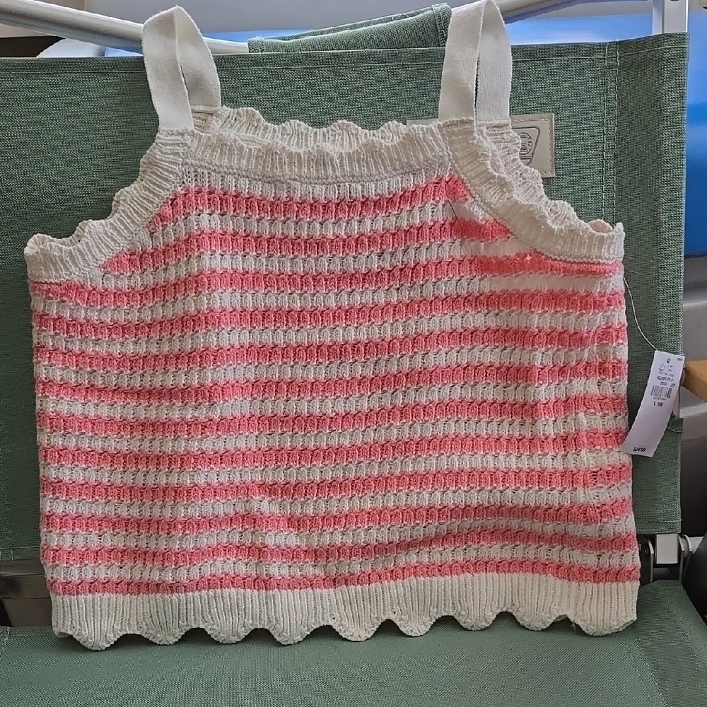 Striped Pink and White Knit Tank Top NWT